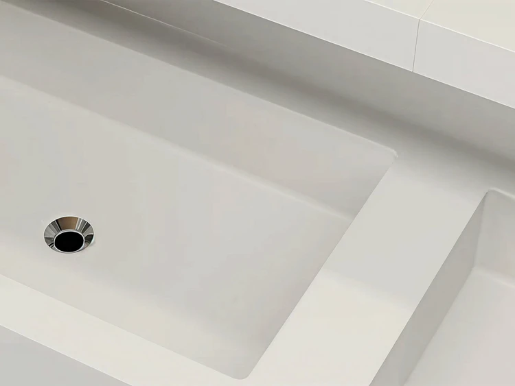 dettaglio di un lavabo in materiale eco-compatibili
