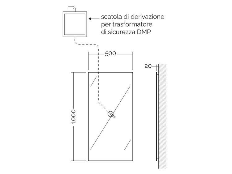 DISEGNI TECNICI - Specchio Mirror Q 50x100